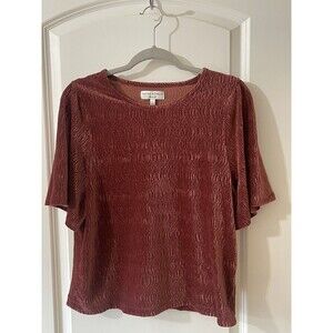 Texture&thread By madewell Women’s Small Cranberry Mauve Crushed Velvet Top